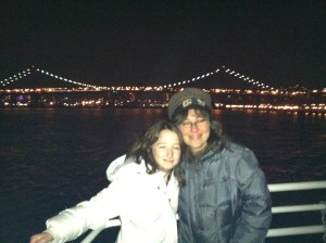 Me and my daughter, on the boat's top deck